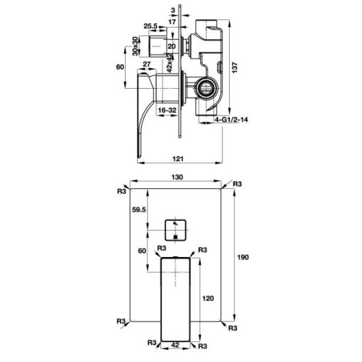 Bộ Trộn Bồn Tắm Âm Hafele Regal 495.61.127 - 5
