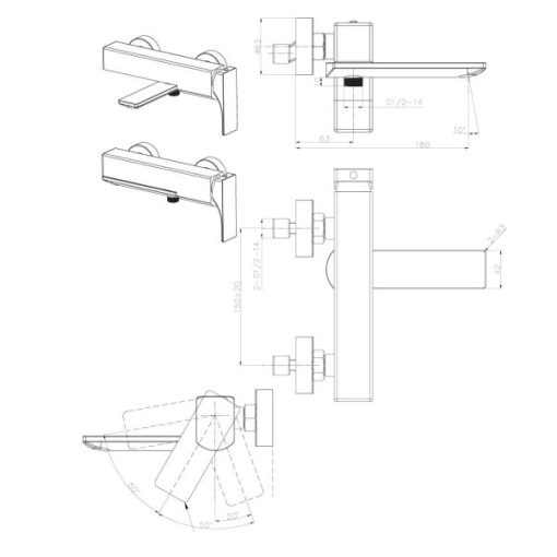 Bộ Trộn Bồn Tắm Lắp Nổi Hafele Regal 495.61.122 - 3