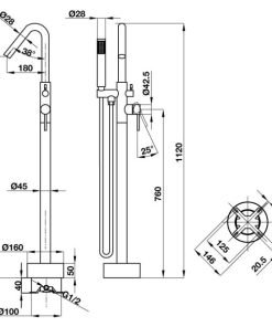 Bộ Trộn Bồn Tắm Đặt Sàn Hafele Roots 495.61.177 - 9