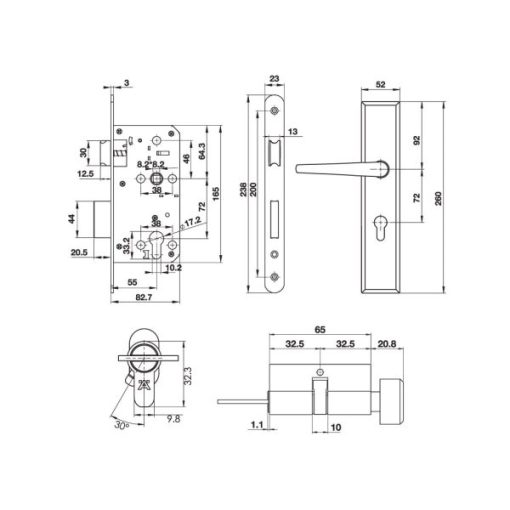 Bộ Tay Nắm Đế Dài Kiểu Oval (Tay Nắm - Thân Khóa - Ruột) Hafele 499.62.503 - 5