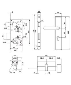 Bộ Tay Nắm Đế Dài Kiểu J (Tay Nắm - Thân Khóa - Ruột) Hafele 499.62.501 - 9