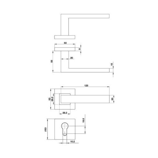 Tay Nắm Gạt Nắp Chụp Vuông Kiểu Chữ Nhật Hafele 499.62.216 - 5