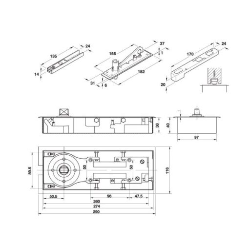 Bản Lề Sàn Có Chức Năng Giữ Cửa En3 Hafele 499.30.117 - 5