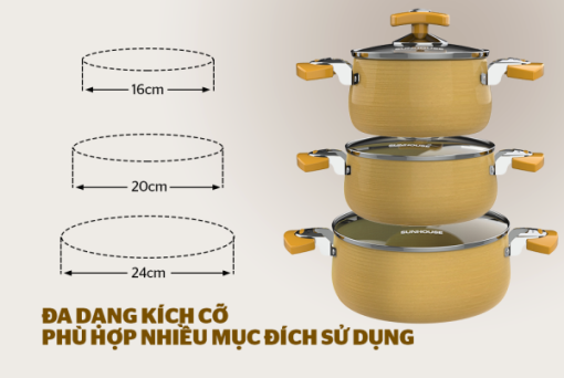 Bộ nồi Anod SUNHOUSE SHG2703GA - 9