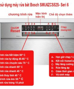 MÁY RỬA BÁT BOSCH BÁN ÂM SMU6ZCS52S SERIE 6 14 BỘ SẤY ZEOLITH MADE IN GERMANY - 69