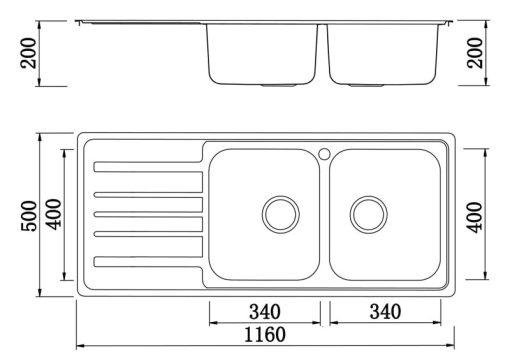 CHẬU RỬA BÁT KONOX Artusi KS11650 1D BÀN TRÁI