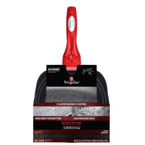 BỘ 3 CHẢO VÂN ĐÁ CẨM THẠCH ĐÁY TỪ BERLINGER HAUS 531.08.011 - 3