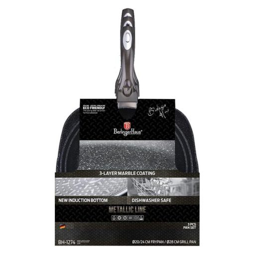 BỘ 3 CHẢO VÂN ĐÁ CẨM THẠCH ĐÁY TỪ BERLINGER HAUS 531.08.011 - 5