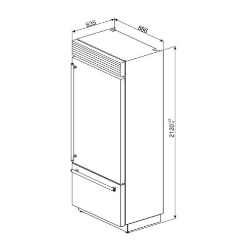 TỦ LẠNH SMEG, NGĂN ĐÔNG DƯỚI , ĐỘC LẬP, CỬA MỞ PHẢI, THÉP KHÔNG GỈ, CLASSICA RF396RSIX 535.14.393 - 7