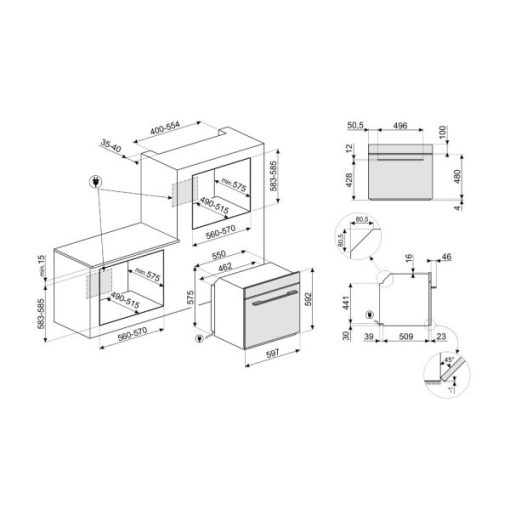 LÒ NƯỚNG SMEG, 60 CM, LINEA, MẶT KÍNH BẠC SF6102TVS 536.64.712 - 5