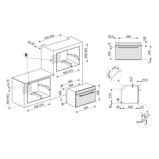 LÒ VI SÓNG KẾT HỢP NƯỚNG SMEG, THỦY PHÂN, NHỎ GỌN 45CM, LINEA, MẶT KÍNH BẠC SF4104MCS 536.64.612 - 5