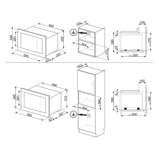 LÒ VI SÓNG KẾT HỢP NƯỚNG SMEG, LINEA, MẶT KÍNH BẠC FMI120S1 536.34.112 - 5