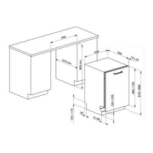MÁY RỬA CHÉN LẮP ÂM TOÀN PHẦN SMEG, 45 CM, MÀU BẠC STA4523 536.24.502 - 5