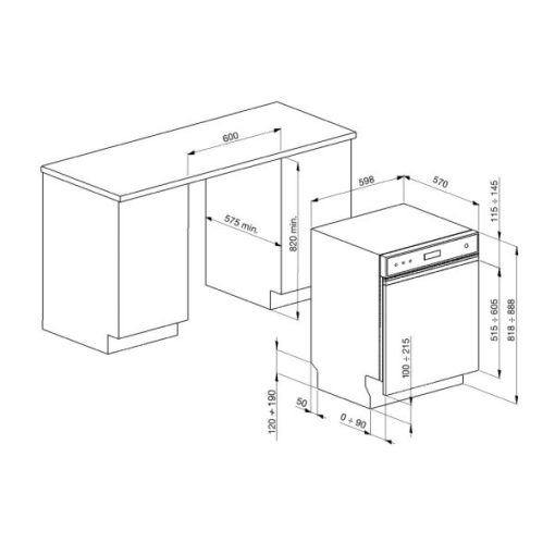 MÁY RỬA CHÉN ÂM BÁN PHẦN SMEG, THÉP KHÔNG GỈ, 13 BỘ ĐỒ ĂN, 60 CM PL3326TX 536.24.493 - 9