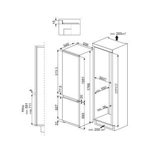 TỦ LẠNH SMEG, NGĂN ĐÔNG DƯỚI, ÂM TỦ, CỬA CÓ THỂ ĐỔI CHIỀU VỚI BẢN LỀ TAY PHẢI, MÀU TRẮNG CD7276NLD2P1 536.14.947 - 9