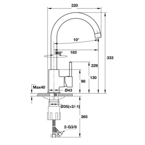 Vòi Bếp HAFELE Augustus Ht-C220 570.51.290 - 3