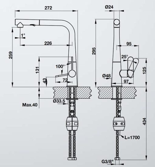 Vòi rửa chén Hafele HYDROS HT-C295 570.82.500 - 3
