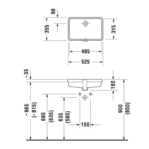 Lavabo âm bàn Vero - Không lỗ gắn vòi 588.45.282 - 5