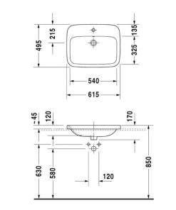 Lavabo vành nổi Durastyle - Có lỗ gắn vòi 588.45.206 - 9