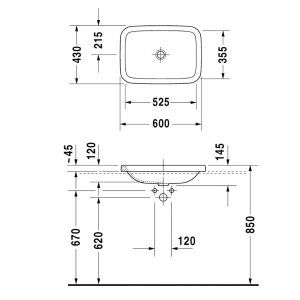 Lavabo vành nổi Durastyle 588.45.202 - 9