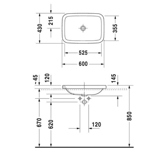Lavabo vành nổi Durastyle 588.45.202 - 5