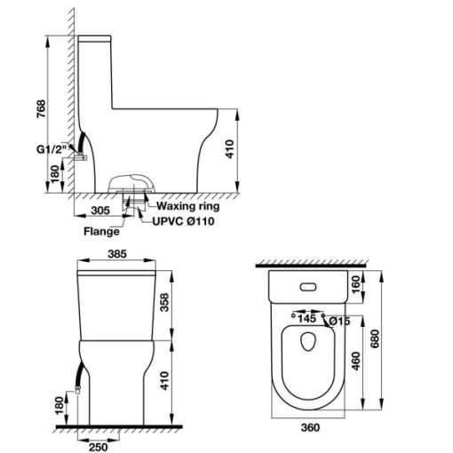Bồn Cầu Một Khối Hafele Seine 588.82.405 - 7