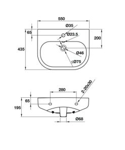 Lavabo Treo Tường RHINE 500 588.84.000 - 10 Lavabo Treo Tường RHINE 500 588.84.000 - 9