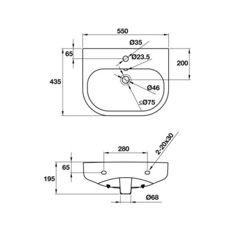 Lavabo Treo Tường RHINE 500 588.84.000 - 5