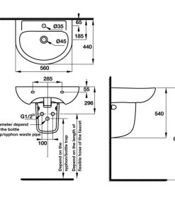 Lavabo treo tường có nắp che siphon COMPACT 588.82.206 - 10 Lavabo treo tường có nắp che siphon COMPACT 588.82.206 - 9