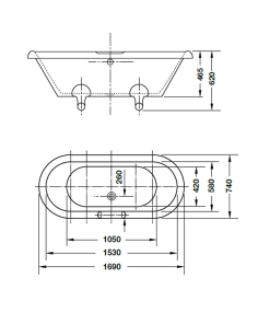 Bồn Tắm Độc Lập Cổ Điển Hafele 1690X740X620 588.55.650 - 12 Bồn Tắm Độc Lập Cổ Điển Hafele 1690X740X620 588.55.650 - 11