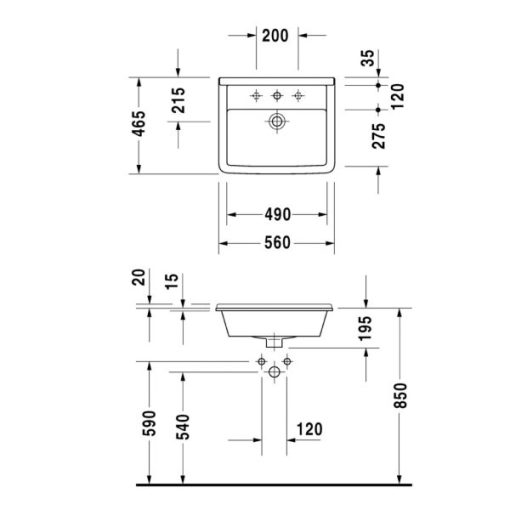 Lavabo âm bàn vành nổi Starck 3 588.45.084 - 7