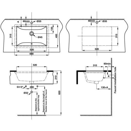 Lavabo âm bàn COMPACT 588.82.109 - 5