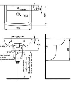 Lavabo treo tường có nắp che siphon COMPACT 588.82.214 - 9