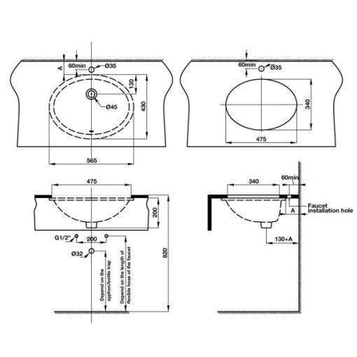 Lavabo âm bàn COMPACT 588.82.208 - 7