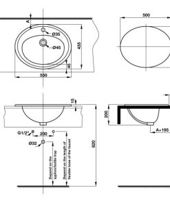 Lavabo vành nổi COMPACT 588.82.205 - 9