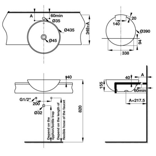 Lavabo bán âm COMPACT 588.82.203 - 5