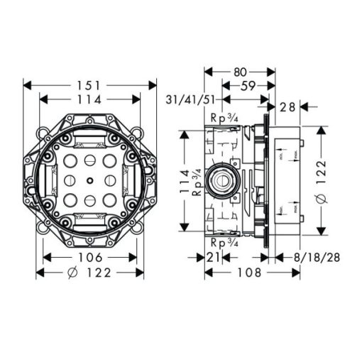 Bộ Trộn Sen Tắm Âm Hafele Axor Citerrio E 589.54.809 - 7
