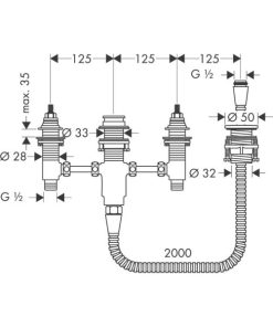 Bộ Trộn Bồn Tắm 4-Lỗ Hafele Focus 589.54.707 - 13