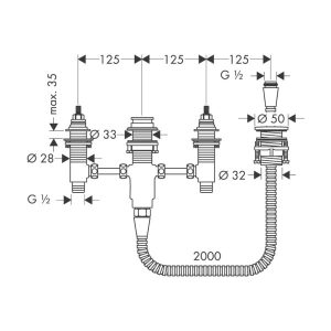 Bộ Trộn Bồn Tắm 4-Lỗ Hafele Focus 589.54.707 - 13