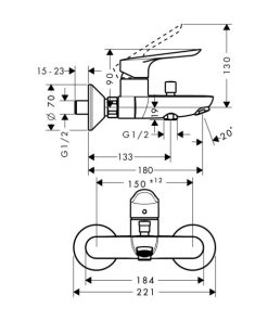 Bộ Trộn Bồn Tắm Hafele Logis E 589.52.431 - 9