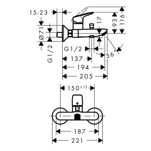 Bộ Trộn Bồn Tắm Hafele Logis 589.52.403 - 5