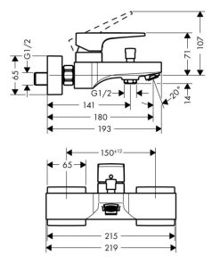 Bộ Trộn Bồn Tắm Hafele Metropol 589.50.513 - 9