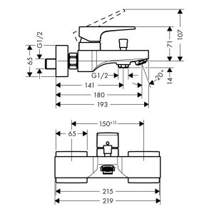 Bộ Trộn Bồn Tắm Hafele Metropol 589.50.513 - 9