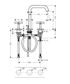 Vòi Lavabo 3 Lỗ Hafele Axor Citerrio E 170 589.30.641 - 10 Vòi Lavabo 3 Lỗ Hafele Axor Citerrio E 170 589.30.641 - 9