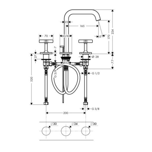 Vòi Lavabo 3 Lỗ Hafele Axor Citerrio E 170 589.30.641 - 5