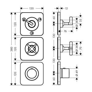 Bộ Trộn Sen Tắm Âm 3 Chức Năng Hafele Axor Citterio E 589.30.531 - 11