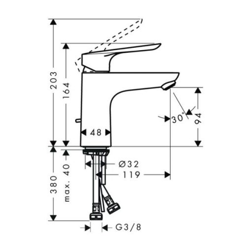 Vòi Hafele Lavabo Logis E 100 589.52.428 - 3