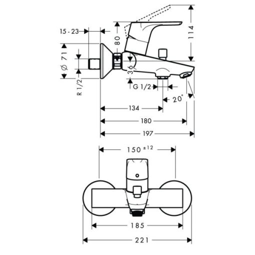Bộ Trộn Bồn Tắm Focus E2 Hafele 589.29.301 - 5