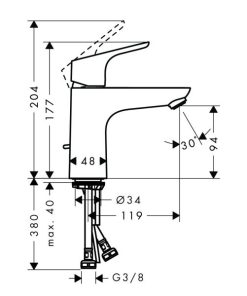 Vòi Hafele Lavabo Focus 100 589.29.224 - 10 Vòi Hafele Lavabo Focus 100 589.29.224 - 9