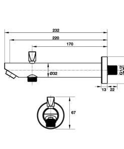 Vòi Xả Bồn Tắm Hafele Regal 232 Mm Có Đầu Chuyển Đường Nước 589.25.897 - 9